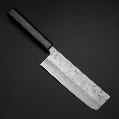 Nakiri Silver Steel #3 Nashiji Washi Manche Urushi Bleu 165mm-[Musashi]-[Couteaux de cuisine japonais]