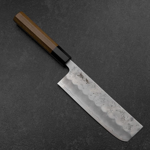 Nakiri Silver Steel #3 Nashiji Washi Manche en Buffle et Bubinga 165mm-[Musashi]-[Couteaux de cuisine japonais]