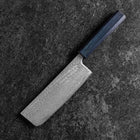 Nakiri Silver Steel #3 Nawame Damas Manche Urushi Bleu Sombre 165mm-[Musashi]-[Couteaux de cuisine japonais]