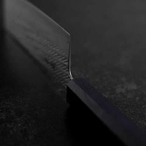 Nakiri Silver Steel #3 Nawame Damas Manche Urushi Bleu Sombre 165mm-[Musashi]-[Couteaux de cuisine japonais]