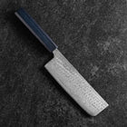 Nakiri Silver Steel #3 Nawame Damas Manche Urushi Bleu Sombre 165mm-[Musashi]-[Couteaux de cuisine japonais]