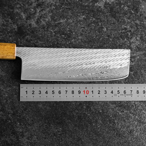 Nakiri Silver Steel #3 Nawame Damas Manche Yaki Urushi 165mm-[Musashi]-[Couteaux de cuisine japonais]