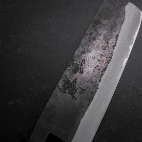 Nakiri Stainless Clad Blue steel #2 Kurouchi Manche en Noyer 165mm-[Musashi]-[Couteaux de cuisine japonais]