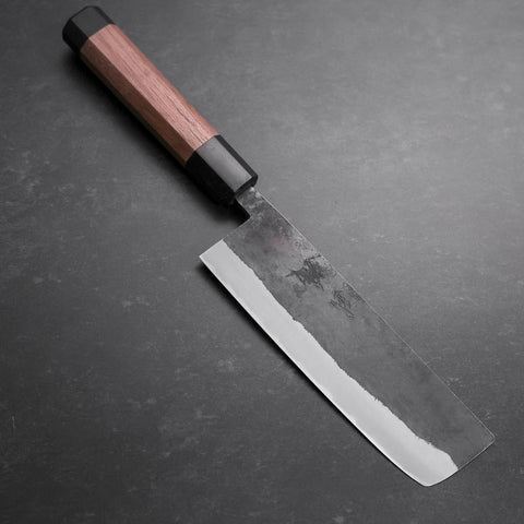 Nakiri Stainless Clad Blue steel #2 Kurouchi Manche en Noyer 165mm-[Musashi]-[Couteaux de cuisine japonais]