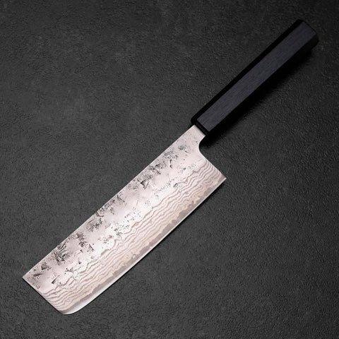Nakiri Sweden Steel Nashiji Washi Damas Manche Urushi Bleu 165mm-[Musashi]-[Couteaux de cuisine japonais]
