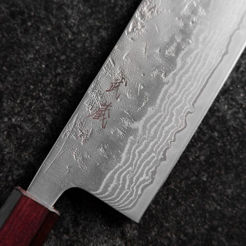 Nakiri Sweden Steel Nashiji Washi Damas Manche Urushi Pourpre 165mm-[Musashi]-[Couteaux de cuisine japonais]