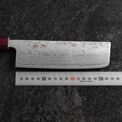 Nakiri Sweden Steel Nashiji Washi Damas Manche Urushi Pourpre 165mm-[Musashi]-[Couteaux de cuisine japonais]