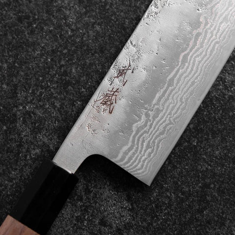 Nakiri Sweden Steel Nashiji Washi Damas Manche en Buffle et Noyer 165mm-[Musashi]-[Couteaux de cuisine japonais]