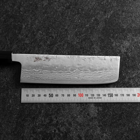 Nakiri Sweden Steel Nashiji Washi Damas Manche en Buffle et Noyer 165mm-[Musashi]-[Couteaux de cuisine japonais]