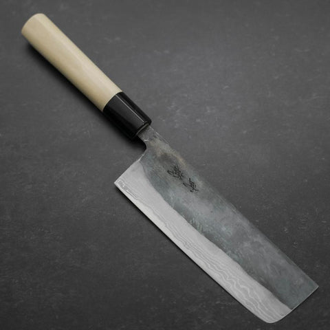 Nakiri V-Toku Kurouchi Damascus Buffalo Magnolia Handle 165mm (6.5”)-[Musashi]-[Couteaux de cuisine japonais]