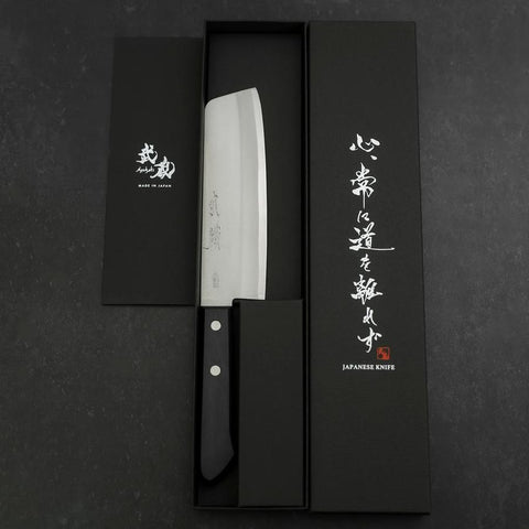 Nakiri VG-1 Polished Western Black Handle 160mm (6.3”)-[Musashi]-[Japanese-Kitchen-Knives]