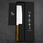 Nakiri VG-10 Damas Jaune Brun Manche en Bois de Bouleau 170mm-[Musashi]-[Couteaux de cuisine japonais]