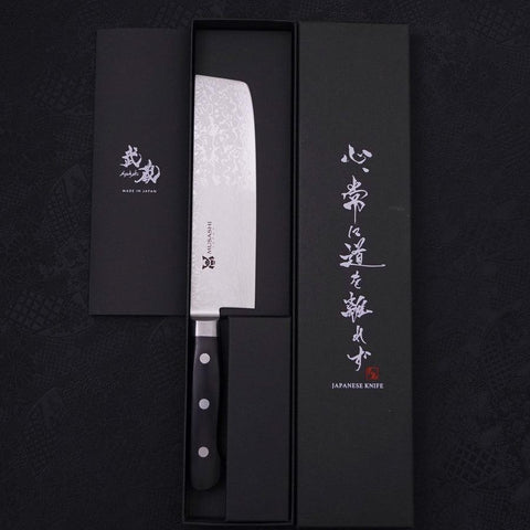 Nakiri VG-10 Damas Manche Occidental Noir 165mm-[Musashi]-[Couteaux de cuisine japonais]