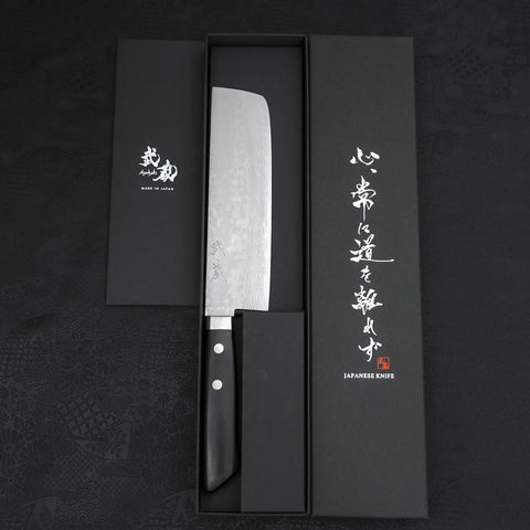 Nakiri VG-10 Damas Manche Occidental Noir 165mm-[Musashi]-[Couteaux de cuisine japonais]
