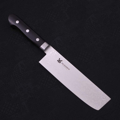 Nakiri VG-10 Damas Manche Occidental Noir 165mm-[Musashi]-[Couteaux de cuisine japonais]