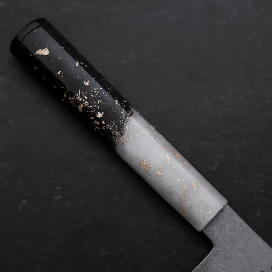 Nakiri VG-10 Damas Manche Océan Blanc Noir et Or 165mm-[Musashi]-[Couteaux de cuisine japonais]