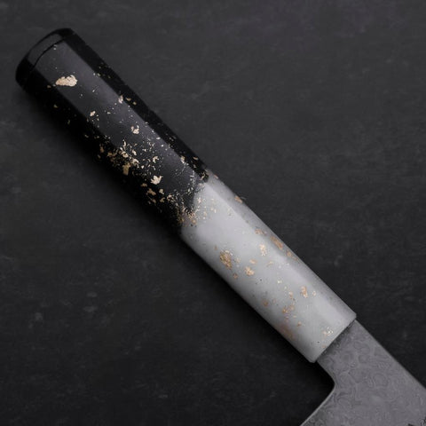 Nakiri VG-10 Damas Manche Océan Blanc Noir et Or 165mm-[Musashi]-[Couteaux de cuisine japonais]