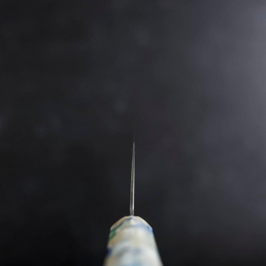 Nakiri VG-10 Damas Manche Océan Mélange Bleu et Blanc 165mm-[Musashi]-[Couteaux de cuisine japonais]