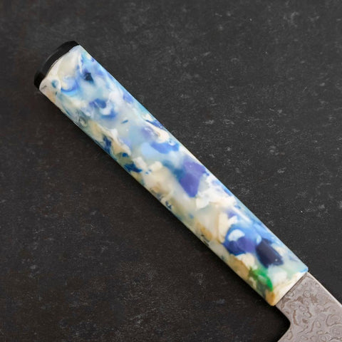 Nakiri VG-10 Damas Manche Océan Mélange Bleu et Blanc 165mm-[Musashi]-[Couteaux de cuisine japonais]