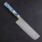 Nakiri VG-10 Damas Manche Océan Mélange Bleu et Blanc 165mm-[Musashi]-[Couteaux de cuisine japonais]