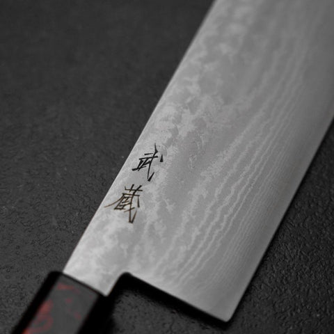 Nakiri VG-10 Damas Manche Urushi Rouge 170mm-[Musashi]-[Couteaux de cuisine japonais]