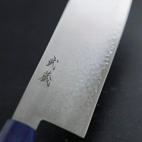 Nakiri VG-10 Damas Manche en Bois de Bouleau Bleu 170mm-[Musashi]-[Couteaux de cuisine japonais]