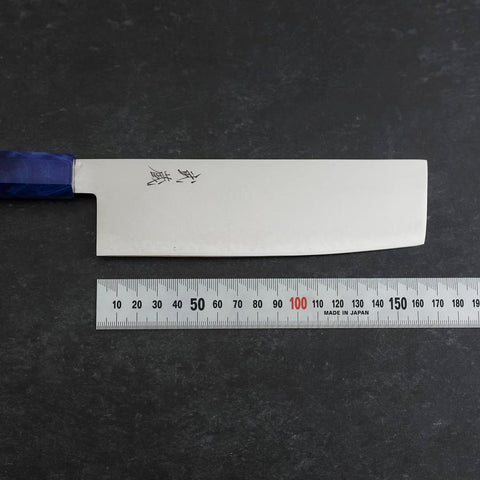 Nakiri VG-10 Damas Manche en Bois de Bouleau Bleu 170mm-[Musashi]-[Couteaux de cuisine japonais]