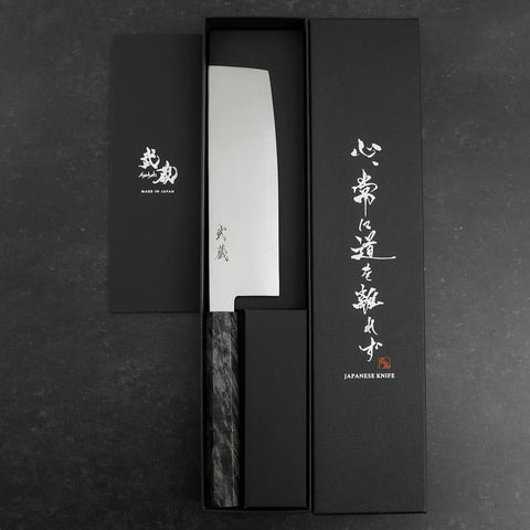 Nakiri VG-10 Damas Manche en Bois de Bouleau Gris 170mm-[Musashi]-[Couteaux de cuisine japonais]