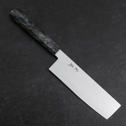 Nakiri VG-10 Damas Manche en Bois de Bouleau Gris 170mm-[Musashi]-[Couteaux de cuisine japonais]