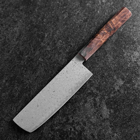 Nakiri VG-10 Damas Manche en Bois de Bouleau Marron 165mm-[Musashi]-[Couteaux de cuisine japonais]
