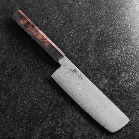 Nakiri VG-10 Damas Manche en Bois de Bouleau Marron 165mm-[Musashi]-[Couteaux de cuisine japonais]