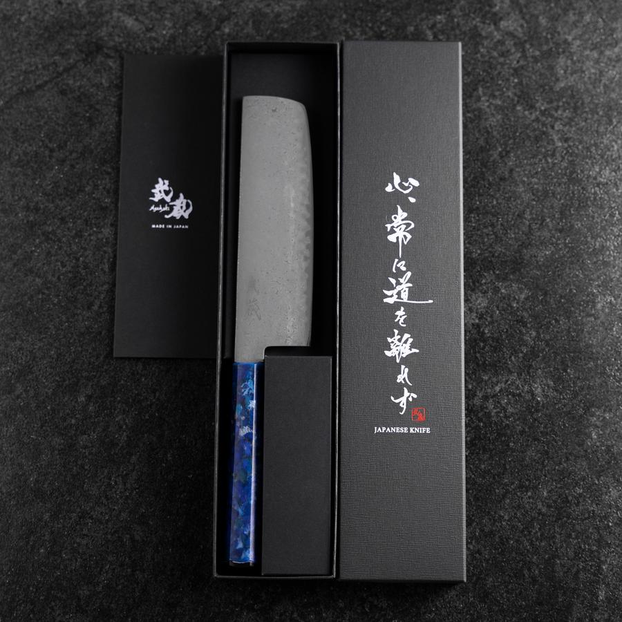 Nakiri VG-10 Damas Manche en Océan Bleu 165mm-[Musashi]-[Couteaux de cuisine japonais]