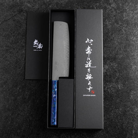 Nakiri VG-10 Damas Manche en Océan Bleu 165mm-[Musashi]-[Couteaux de cuisine japonais]