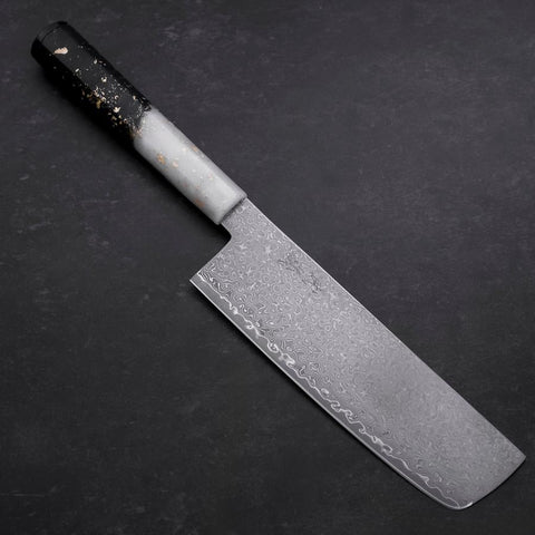 Nakiri VG-10 Damas Ocean Manche Océan Blanc Noir et Or 165mm-[Musashi]-[Couteaux de cuisine japonais]