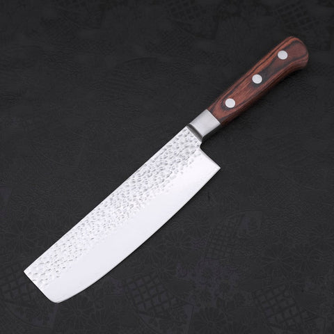 Nakiri VG-10 Miroir Tsuchime Damas Manche Occidental en Acajou 165mm-[Musashi]-[Couteaux de cuisine japonais]
