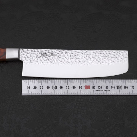 Nakiri VG-10 Miroir Tsuchime Damas Manche Occidental en Acajou 165mm-[Musashi]-[Couteaux de cuisine japonais]