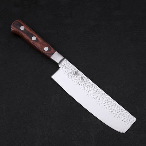 Nakiri VG-10 Miroir Tsuchime Damas Manche Occidental en Acajou 165mm-[Musashi]-[Couteaux de cuisine japonais]