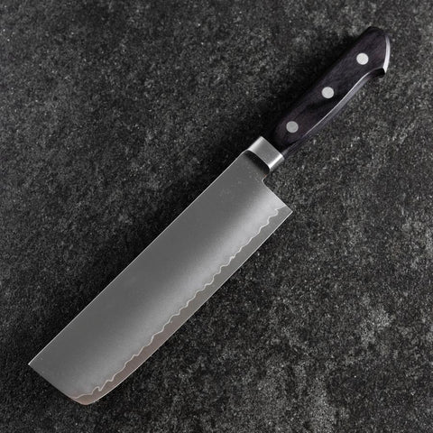Nakiri VG-10 Poli Manche Occidental Noir 165mm-[Musashi]-[Couteaux de cuisine japonais]