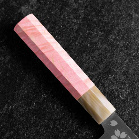Nakiri VG-10 Poli Sakura Manche en Buffle et Érable Rose Sombre 165mm-[Musashi]-[Couteaux de cuisine japonais]