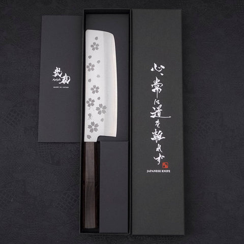 Nakiri VG-10 Sakura Poli Manche en Ébène 165mm-[Musashi]-[Couteaux de cuisine japonais]