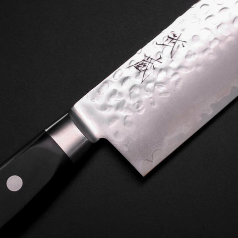 Nakiri VG-10 Tsuchime Damascus Western Black Handle 165mm (6.5”)-[Musashi]-[Japanese-Kitchen-Knives]