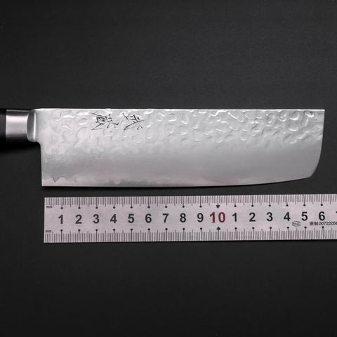 Nakiri VG-10 Tsuchime Damascus Western Black Handle 165mm (6.5”)-[Musashi]-[Japanese-Kitchen-Knives]