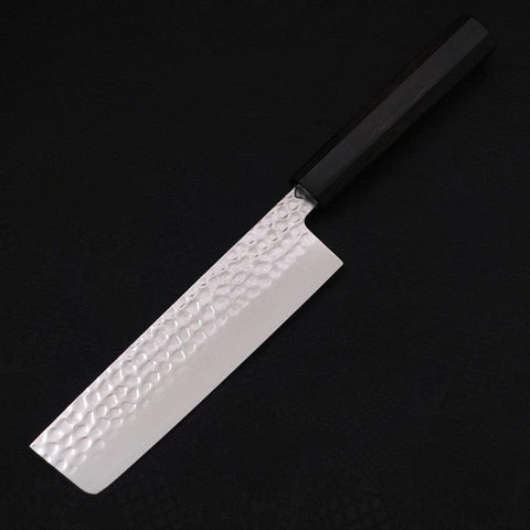 Nakiri VG-10 Tsuchime Damas Manche en Buffle et Ébène 165mm-[Musashi]-[Couteaux de cuisine japonais]
