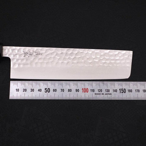 Nakiri VG-10 Tsuchime Damas Manche en Buffle et Ébène 165mm-[Musashi]-[Couteaux de cuisine japonais]