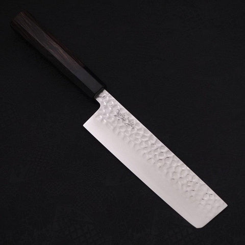 Nakiri VG-10 Tsuchime Damas Manche en Buffle et Ébène 165mm-[Musashi]-[Couteaux de cuisine japonais]