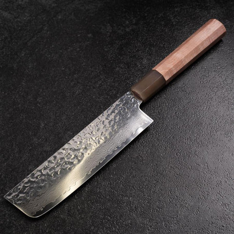 Nakiri VG-10 Tsuchime Damascus Buffalo Light Pink Maple Handle 170mm (6.7”)-[Musashi]-[Japanese-Kitchen-Knives]