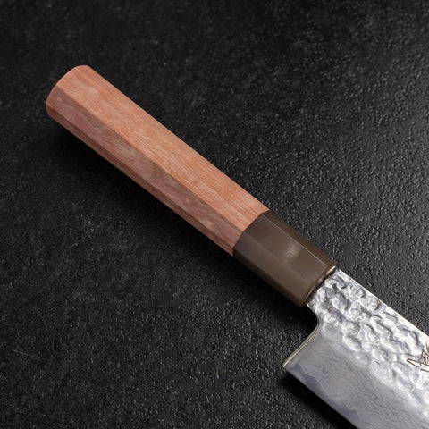 Nakiri VG-10 Tsuchime Damascus Buffalo Light Pink Maple Handle 170mm (6.7”)-[Musashi]-[Japanese-Kitchen-Knives]