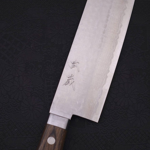 Couteau Nakiri VG-10 Tsuchime Damas Manche Occidental Marron 165mm-[Musashi]-[Couteaux de cuisine japonais]