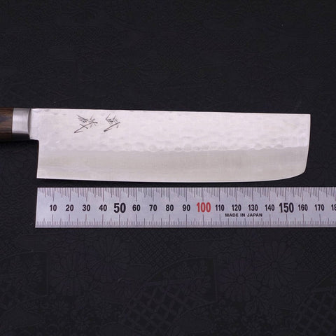 Couteau Nakiri VG-10 Tsuchime Damas Manche Occidental Marron 165mm-[Musashi]-[Couteaux de cuisine japonais]