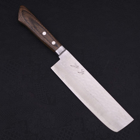 Couteau Nakiri VG-10 Tsuchime Damas Manche Occidental Marron 165mm-[Musashi]-[Couteaux de cuisine japonais]